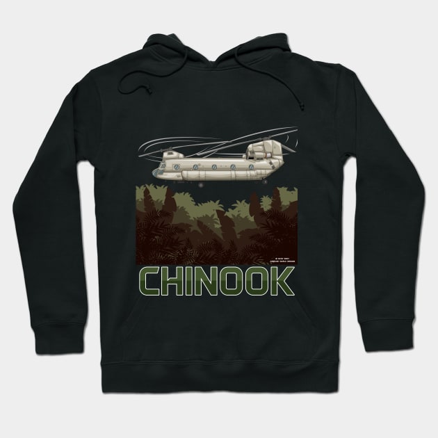 Chinook Transport Helicopter Military Armed Forces Novelty Gift Hoodie by Airbrush World